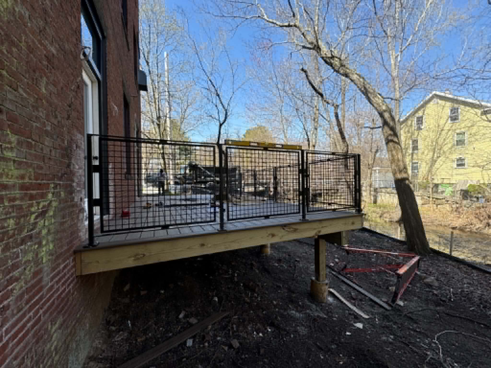 Deck with metal railing