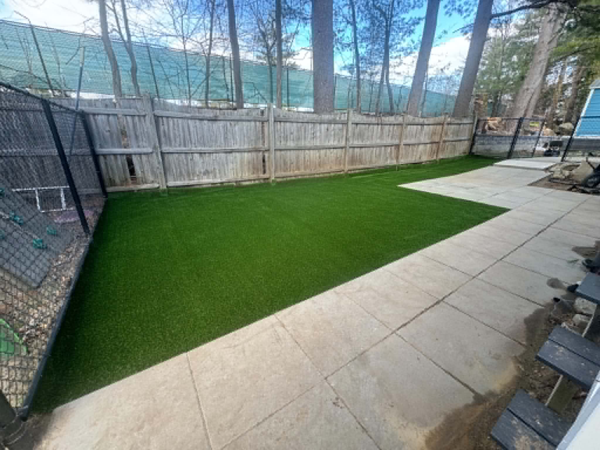 Artificial turf backyard